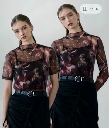 즉시 완판 HARE 랜덤 플라워 패턴 2WAY 시어 탑