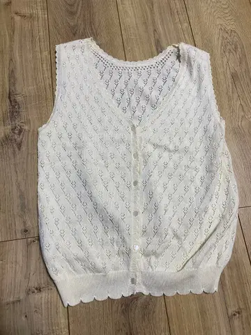 deicy 아이보리 레이스 편직 니트 베스트 F