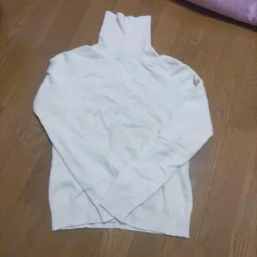 캐시미어 100% 터틀넥 니트 흰색 화이트 M 마부치 섬유