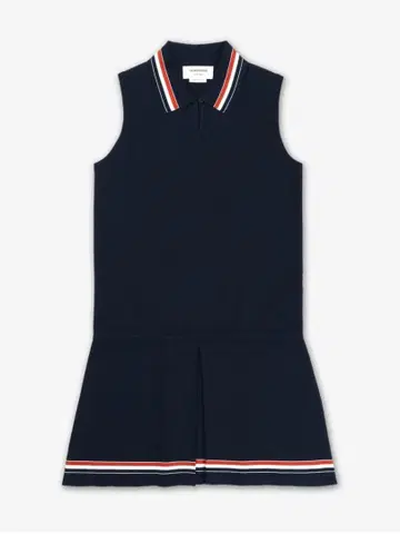 슬리브리스 폴로 드레스 네이비 스트라이프