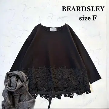 BEARDSLEY 밑단 레이스 티셔츠 워셔블 블랙 고급