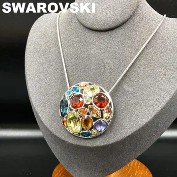 Swarovski 목걸이 컬러 스톤 멀티 서클 실버