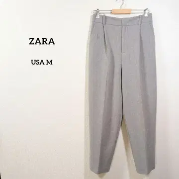 ZARA 그레이 미실루엣 턱 테이퍼드 팬츠 M 깔끔한 출퇴근 스타일
