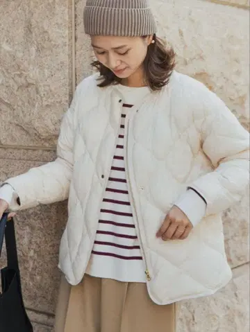 URBAN RESEARCH DOORS 라이트 다운 퀼트 숏 블루종