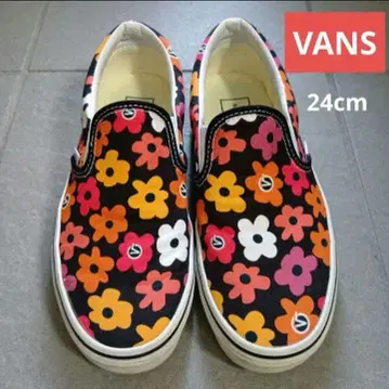 VANS 꽃무늬 슬립온 꽃무늬 스니커즈 오샤레스니커즈 24cm