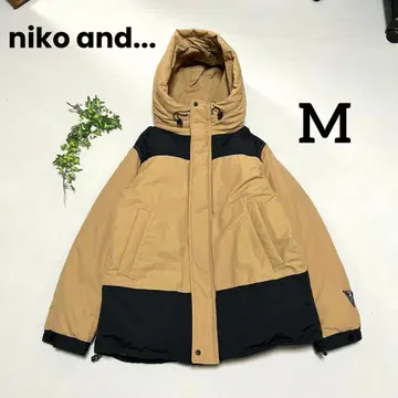 niko and - 배색 블루종 후드 부착 다운 자켓