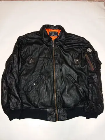 소가죽 레더 자켓 MA-1 충전솜 블루종 라이더스 XL 시나코바