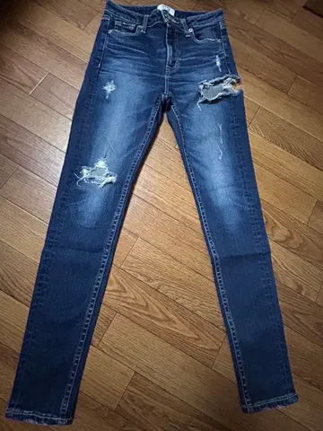 GYDA 미들 허리 SIDE RIPPED 스키니 데님 팬츠