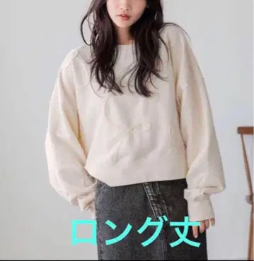 로리즈팜 자수 기모 풀오버 롱 기장