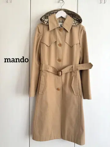 mando 후드 부착 트렌치코트 베이지