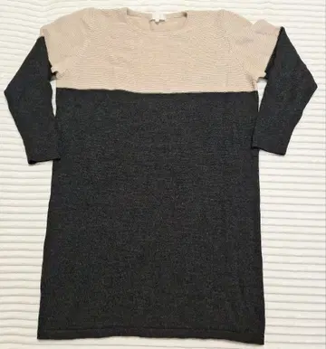 자유구 베이지 다크 그레이 긴팔 풀오버 튜닉 46