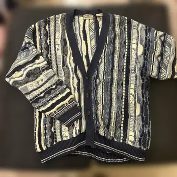 COTTON TRADERS 스트라이프 패턴 3D 니트 가디건 L