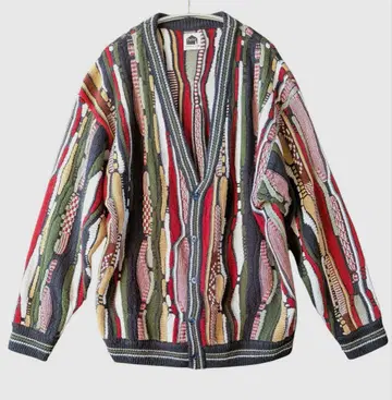 Fafatt 니트 가디건 3D 하이칼라 화려한 다색 프리 사이즈