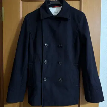 여성용 네이비 더블 브레스트 피 코트