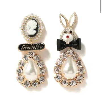 Ray BEAMS guriguri 토끼 펄 비쥬 귀걸이 새상품