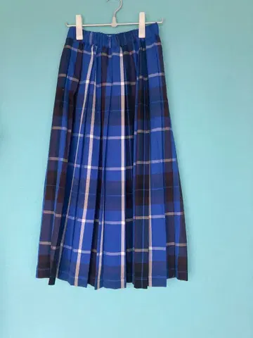 서니 라벨 체크 플리츠 이지 스커트