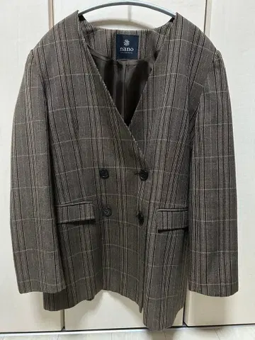 nanoUNIVERSE 체크 무늬 더블 브레스트 자켓