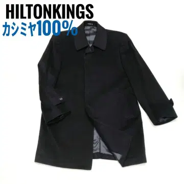 고급 고급 캐시미어 100% 힐튼 킹스 하프 코트 블랙
