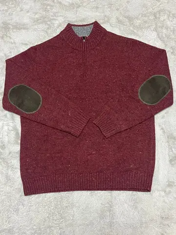L.L.Bean 와인 레드 울 니트 하프 지퍼 90~00s