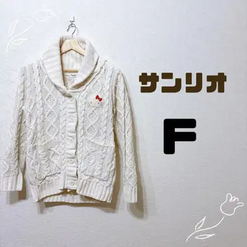 산리오 (F) 헬로키티 케이블 니트 가디건