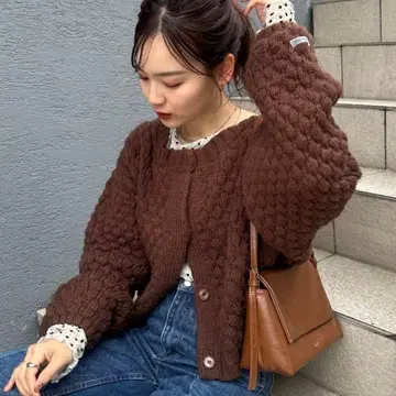 mystic 포코포코 니트 가디건 브라운