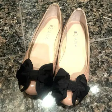 새상품급 DIANA 다이애나 그로그랭 리본 발레 슈즈