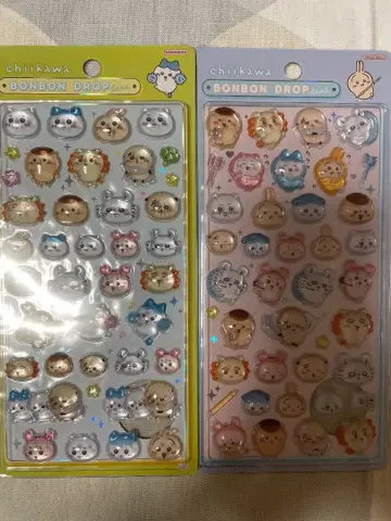 치이카와 (먼작귀) 모자 꽁지 드롭 씰 2종 하치와레 니코니코 모두 포즈