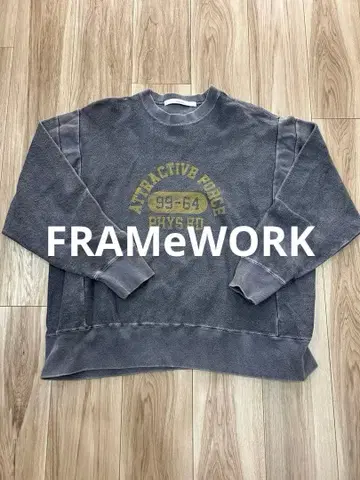 [ FRAMeWORK ] 로고 맨투맨 빈티지 가공 그레이 오버 사이즈