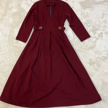 ZARA 고급스러운 와인 레드 A라인 원피스 V넥 S 사이즈