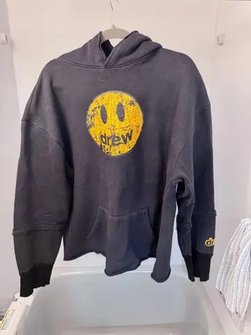 drew 스마일리 페이스 후드티 블랙