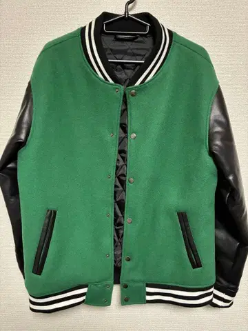 바시티 자켓 L 사이즈 그린과 블랙