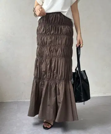 [ 새상품급 ] 셔링 스커트 브라운