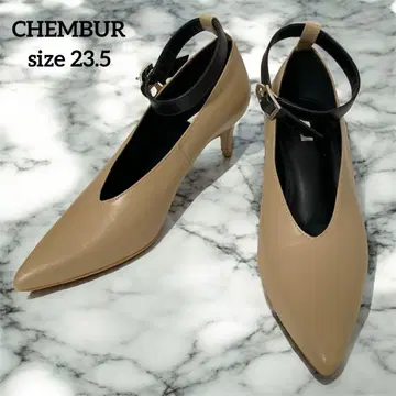 CHEMBUR 베이지 스틸레토 앵클 스트랩 펌프스 23.5