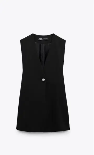 큐빅 버튼 롱 베스트 S 블랙