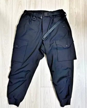 Y-3 블랙 사루엘 카고 팬츠