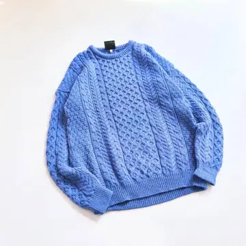 아일랜드제 피셔맨 니트 메리노울 L 블루 B14