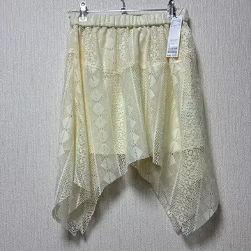 차오패닉 레이스 시어 언밸런스 헤임 레이어드 스커트 아이보리