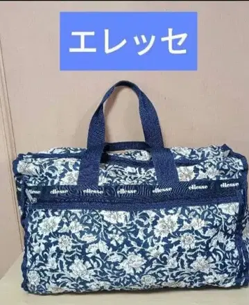 엘레쎄 꽃무늬 보스턴 백 네이비