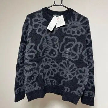 marimekko 꽃무늬 패턴 니트 스웨터 XXL 다크 그레이