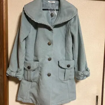 엑시즈팜 스카이블루 플리스 더플 코트