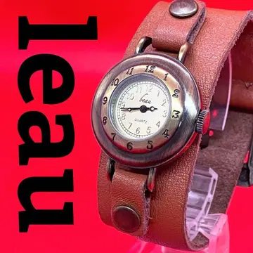 leau 쿼츠 손목시계 브라운 가죽 새상품 배터리 오샤레