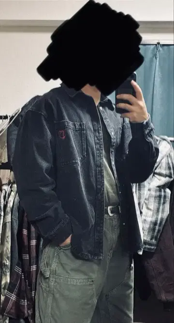 극강 H&M 블랙 데님 셔츠