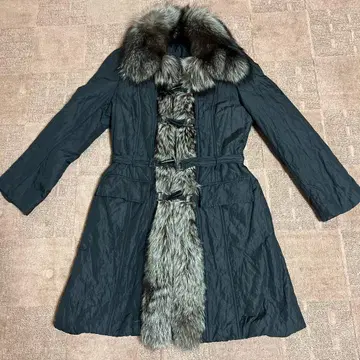 퍼 달린 롱 코트 블랙 L