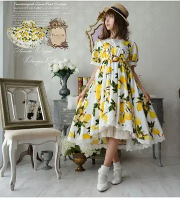 Favorite 원피스 봄/여름 레몬 패턴 미디엄 기장