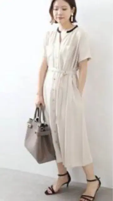 la totalite 배색 스키퍼 셔츠 원피스