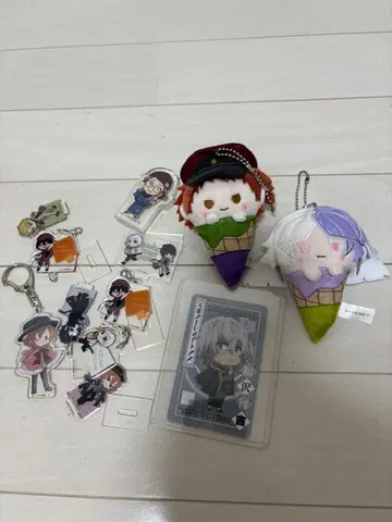 문호 스트레이독스 아이스크림형 봉제 인형과 아크릴 키링 세트