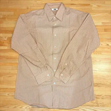 UNIQLO 베이지 스트라이프 긴팔 셔츠