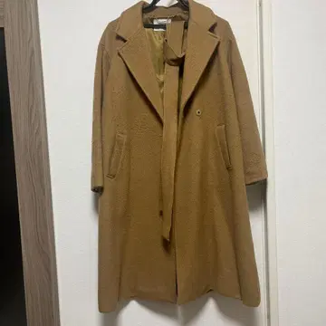 모카 베이지 롱 코트 벨트 포함