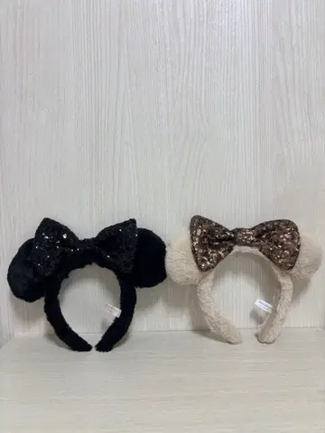 디즈니 머리띠 미니 스팽글 블랙 브라운 계열 2세트