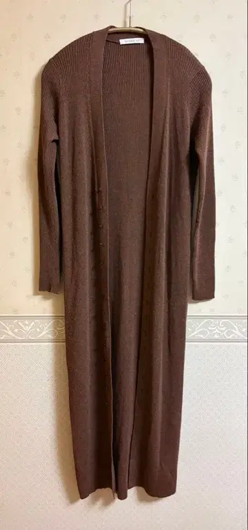 갸루리이비 울 100% 브라운 롱 가디건